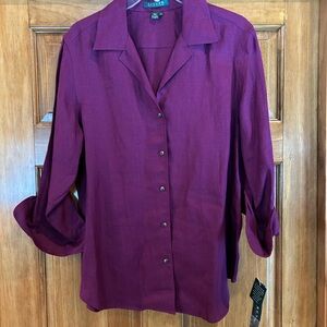 Lauren Ralph Lauren Purple Button-Down Shirt